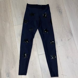 ULTRACOR All Black Legging with Black shiny stars, Size XS, full length